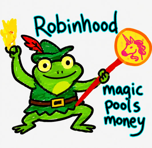 Green wizard frog holding a magic staff for Magic Pools Money
